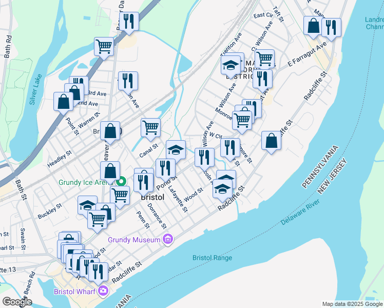 map of restaurants, bars, coffee shops, grocery stores, and more near 1048 Chestnut Street in Bristol