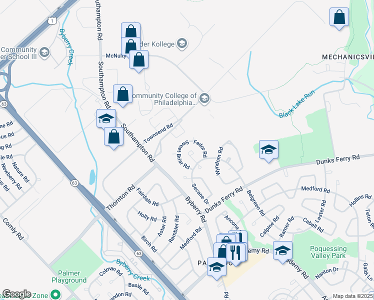 map of restaurants, bars, coffee shops, grocery stores, and more near 3050 Secane Pl in Philadelphia