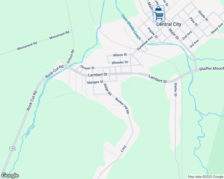 map of restaurants, bars, coffee shops, grocery stores, and more near 355 Bunker Hill Road in Central City