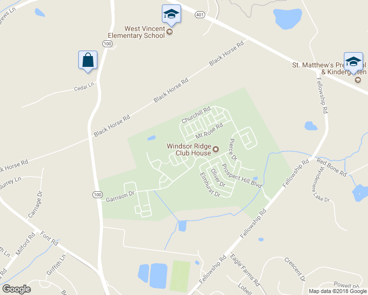 map of restaurants, bars, coffee shops, grocery stores, and more near 1279 Stuart Drive in Chester Springs