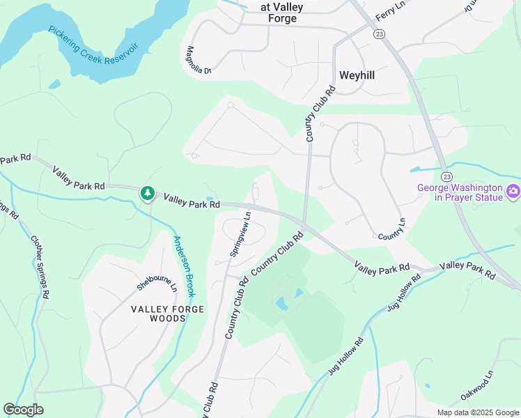 map of restaurants, bars, coffee shops, grocery stores, and more near 400 Valley Park Road in Phoenixville