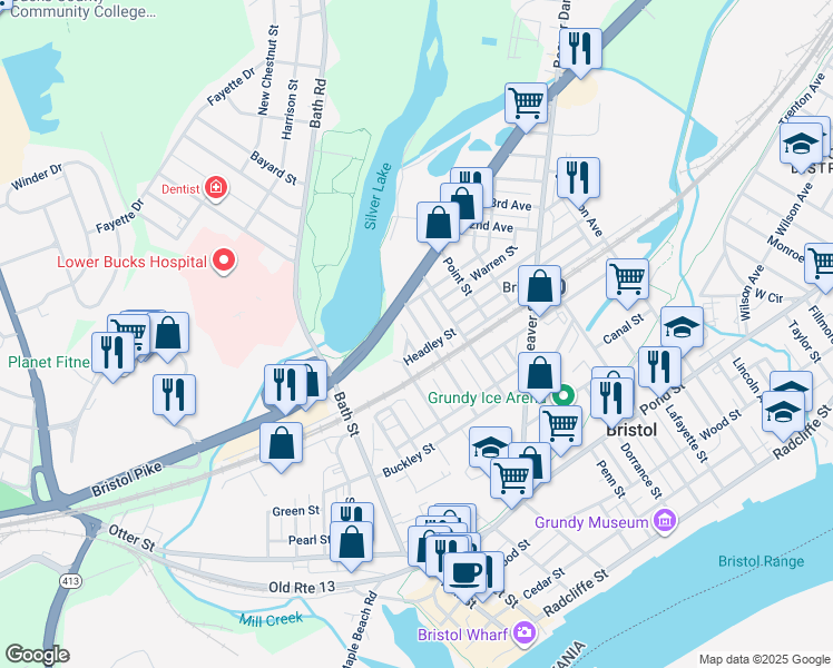 map of restaurants, bars, coffee shops, grocery stores, and more near 812 Pine Street in Bristol