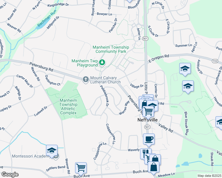 map of restaurants, bars, coffee shops, grocery stores, and more near 162 Tanglewood Ln in Lancaster