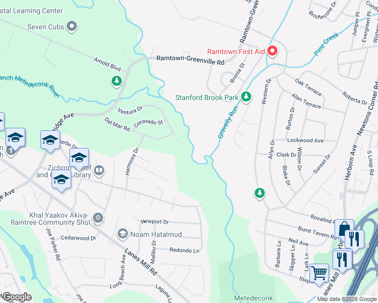 map of restaurants, bars, coffee shops, grocery stores, and more near 1269 Ventura Drive in Lakewood