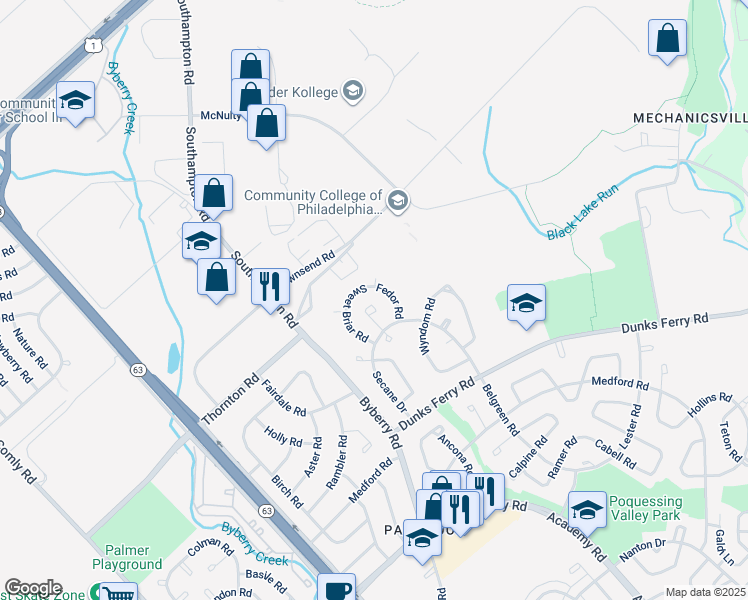 map of restaurants, bars, coffee shops, grocery stores, and more near 3060 Secane Place in Philadelphia