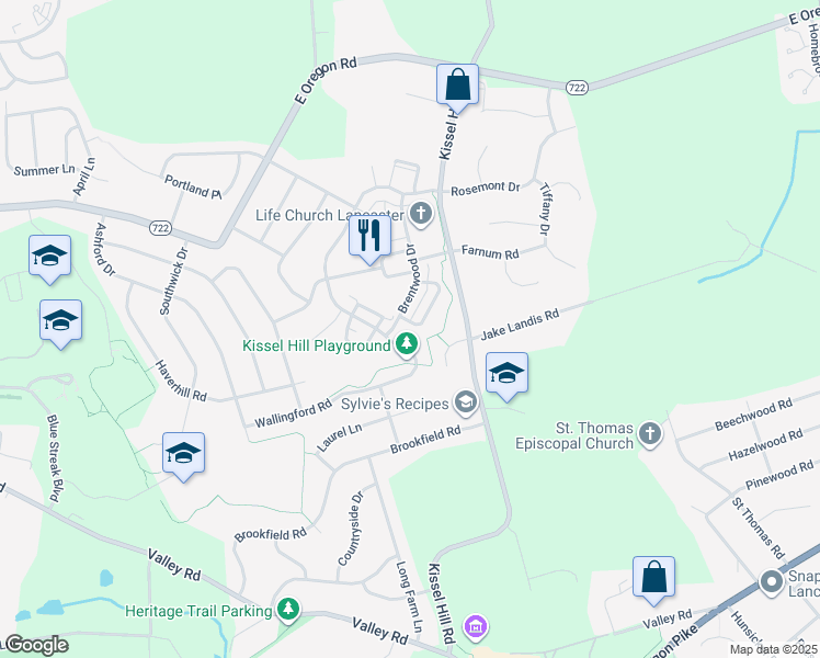 map of restaurants, bars, coffee shops, grocery stores, and more near 600 Chatham Way in Lititz