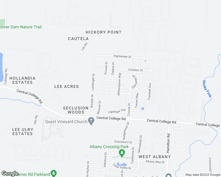 map of restaurants, bars, coffee shops, grocery stores, and more near 5965 Mealla Road in Westerville