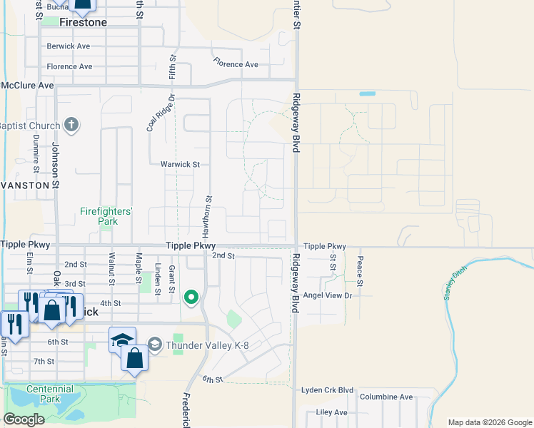 map of restaurants, bars, coffee shops, grocery stores, and more near 7108 Clarke Drive in Frederick