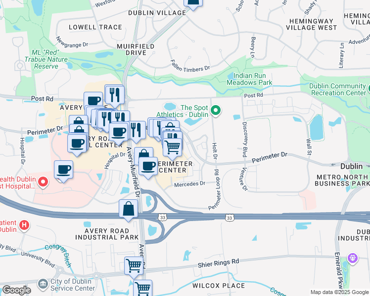 map of restaurants, bars, coffee shops, grocery stores, and more near 6203 Craughwell Lane in Dublin
