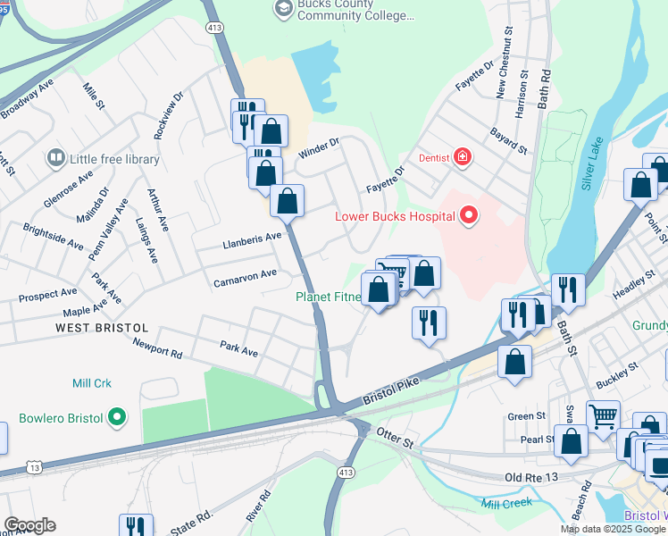 map of restaurants, bars, coffee shops, grocery stores, and more near 3704 Elmhurst Avenue in Bristol