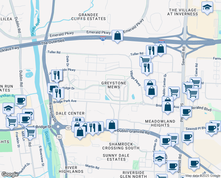 map of restaurants, bars, coffee shops, grocery stores, and more near in Dublin