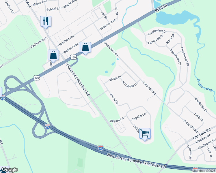 map of restaurants, bars, coffee shops, grocery stores, and more near 428 Arnold Drive in Florence