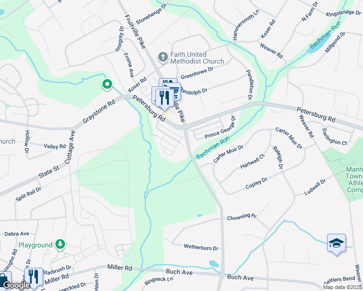 map of restaurants, bars, coffee shops, grocery stores, and more near 708 Scotland Court in Lancaster
