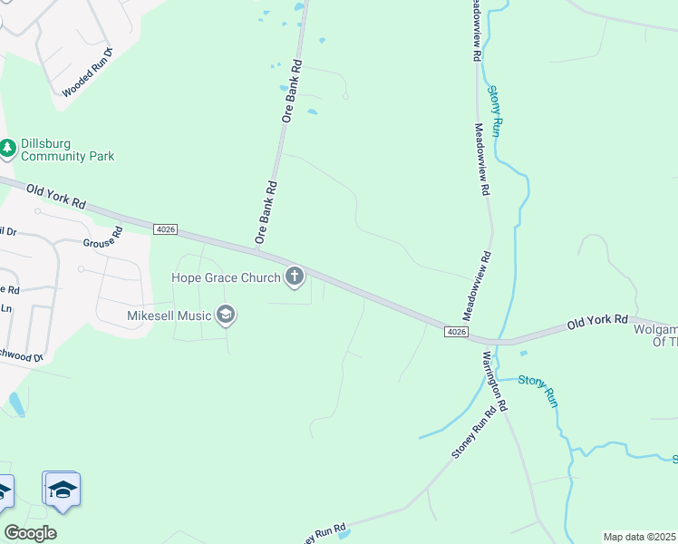 map of restaurants, bars, coffee shops, grocery stores, and more near 119 Old York Road in Dillsburg