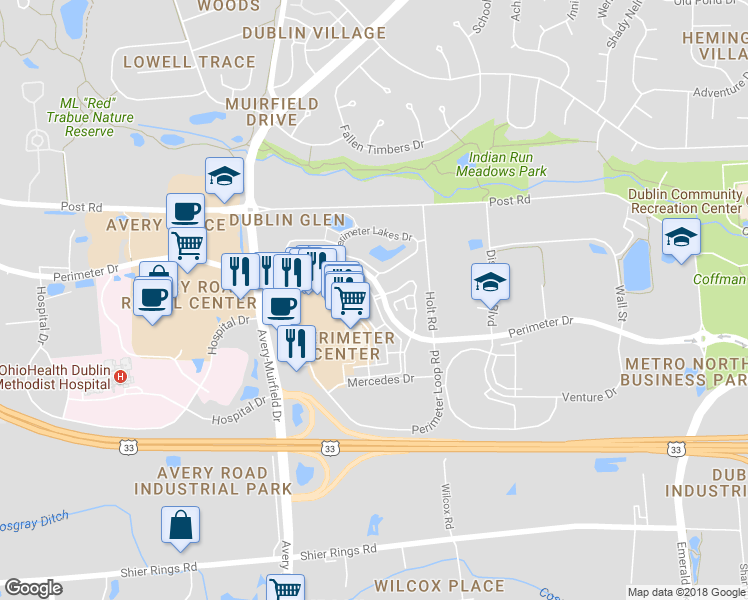 map of restaurants, bars, coffee shops, grocery stores, and more near 53184 Inishmore Lane in Dublin