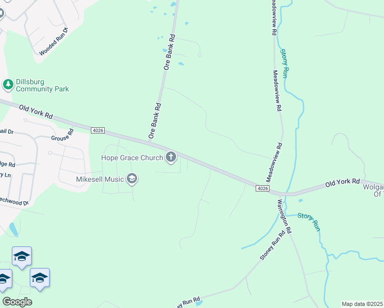 map of restaurants, bars, coffee shops, grocery stores, and more near 119 Old York Road in Dillsburg