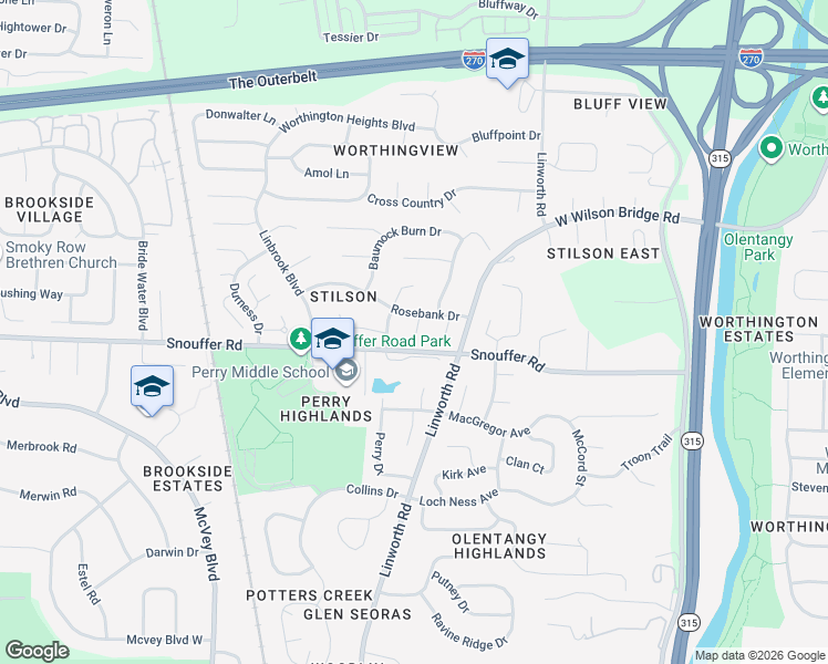map of restaurants, bars, coffee shops, grocery stores, and more near 6825 Glengarry Court in Columbus