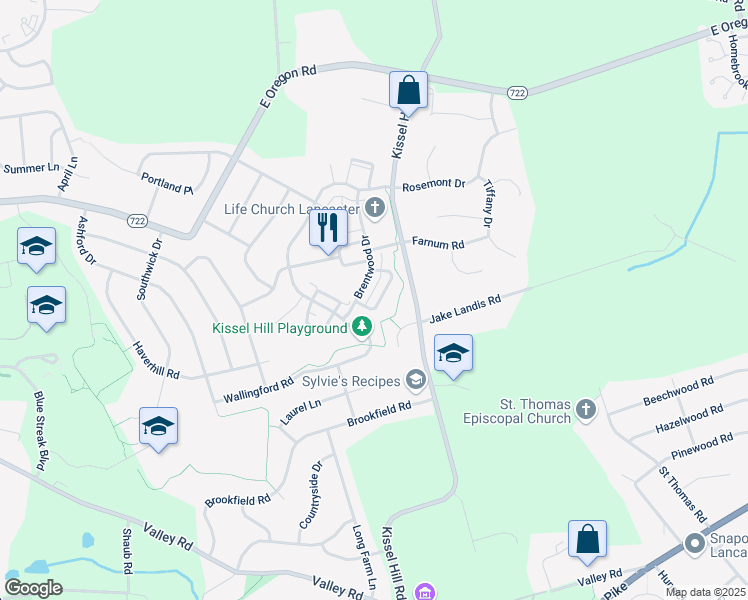 map of restaurants, bars, coffee shops, grocery stores, and more near 609 Chatham Way in Lititz