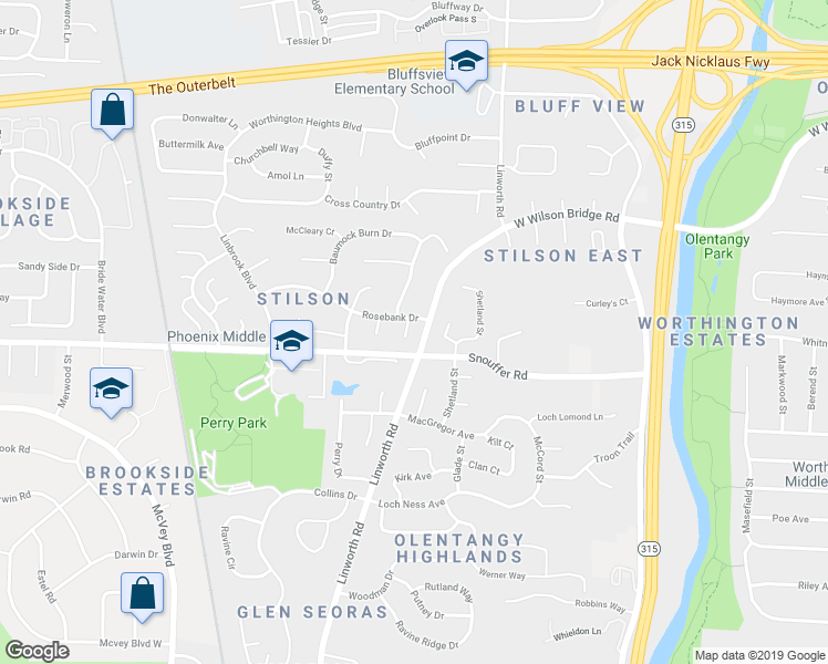 map of restaurants, bars, coffee shops, grocery stores, and more near 6834 Maxwelton Court in Columbus