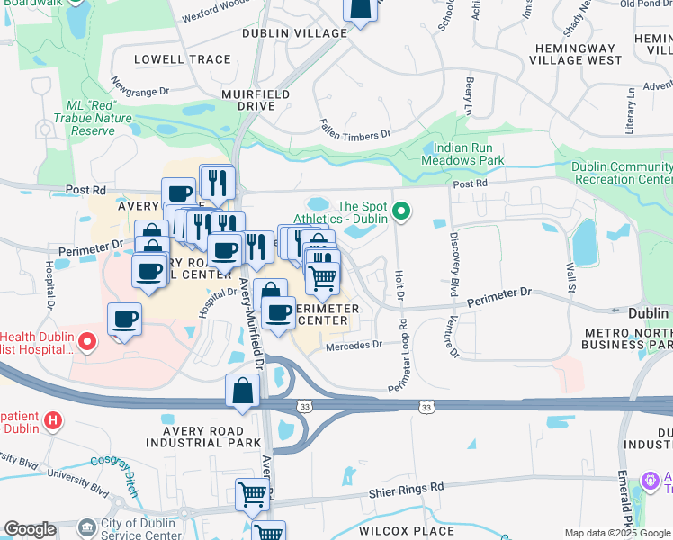 map of restaurants, bars, coffee shops, grocery stores, and more near 6203 Craughwell Lane in Dublin