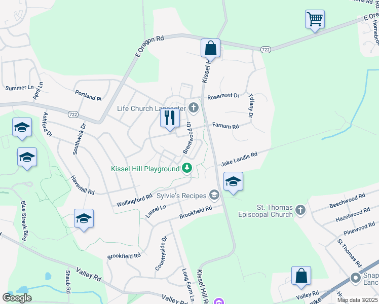 map of restaurants, bars, coffee shops, grocery stores, and more near 609 Chatham Way in Lititz