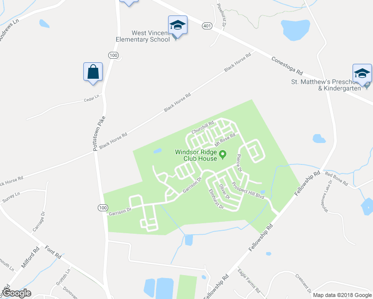 map of restaurants, bars, coffee shops, grocery stores, and more near 702 Churchill Road in Chester Springs