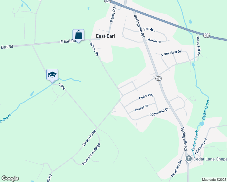 map of restaurants, bars, coffee shops, grocery stores, and more near 1246 Sheep Hill Road in New Holland