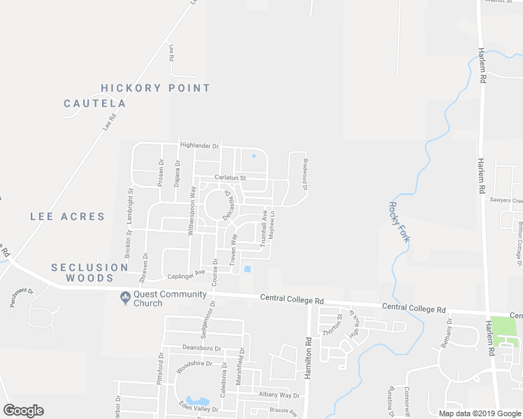map of restaurants, bars, coffee shops, grocery stores, and more near 6227 Upper Albany Crossing Drive in Westerville