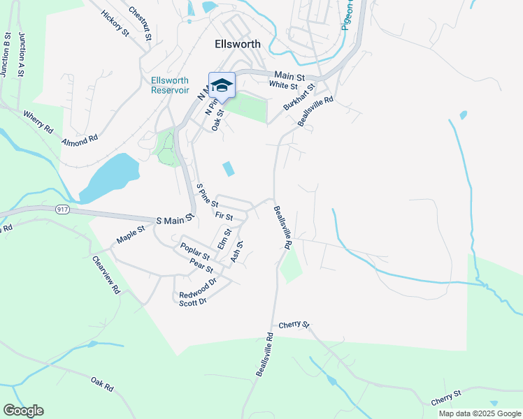 map of restaurants, bars, coffee shops, grocery stores, and more near 136 South Pine Street in Ellsworth