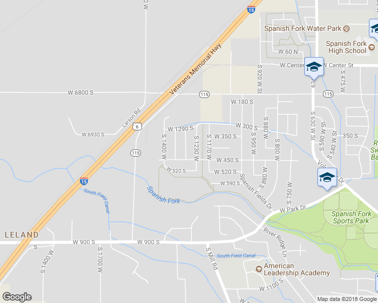map of restaurants, bars, coffee shops, grocery stores, and more near 429 South 1280 West in Spanish Fork