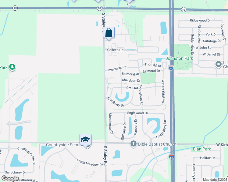 map of restaurants, bars, coffee shops, grocery stores, and more near 1103 Prestwick Point in Champaign