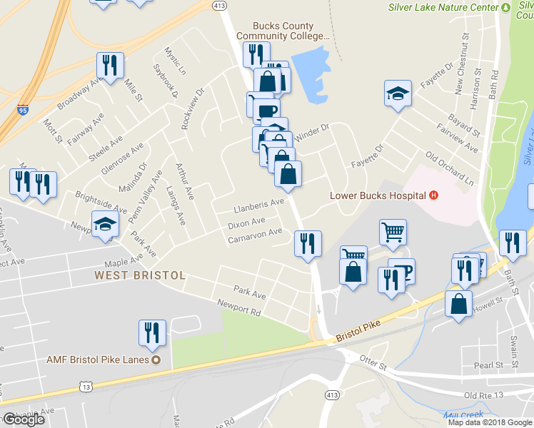 map of restaurants, bars, coffee shops, grocery stores, and more near 3531 Dixon Avenue in Bristol