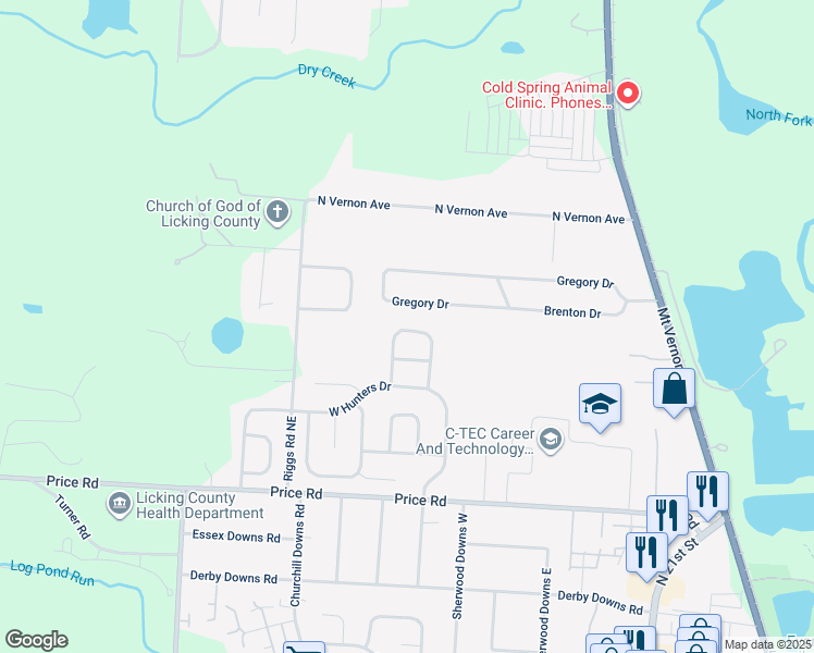 map of restaurants, bars, coffee shops, grocery stores, and more near 1655 West Turkey Run Drive in Newark