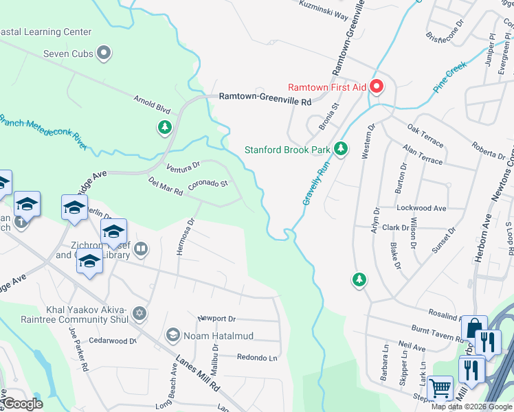 map of restaurants, bars, coffee shops, grocery stores, and more near 1269 Ventura Drive in Lakewood