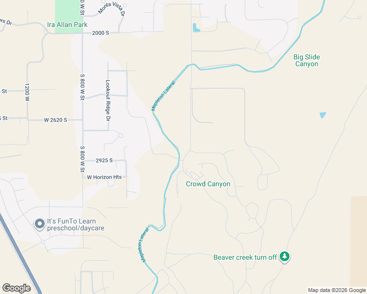 map of restaurants, bars, coffee shops, grocery stores, and more near 2697 South Hidden Canyon Drive in Mapleton