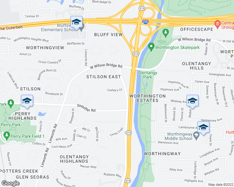 map of restaurants, bars, coffee shops, grocery stores, and more near 801 Curley's Court in Columbus
