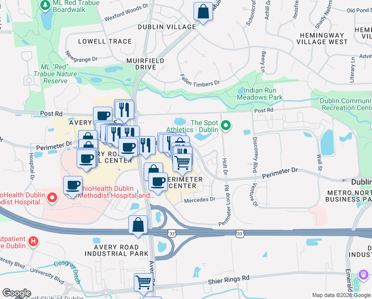 map of restaurants, bars, coffee shops, grocery stores, and more near 6267 Craughwell Lane in Dublin