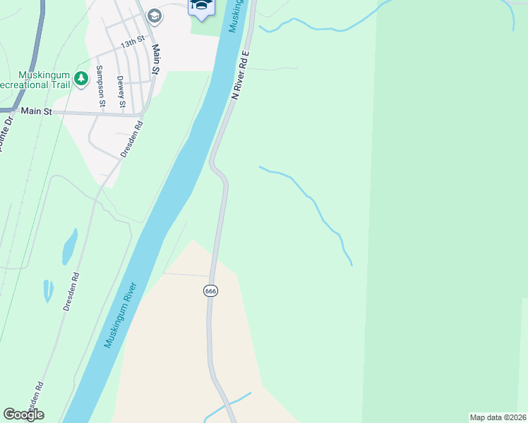 map of restaurants, bars, coffee shops, grocery stores, and more near 10200 North River Road East in Dresden