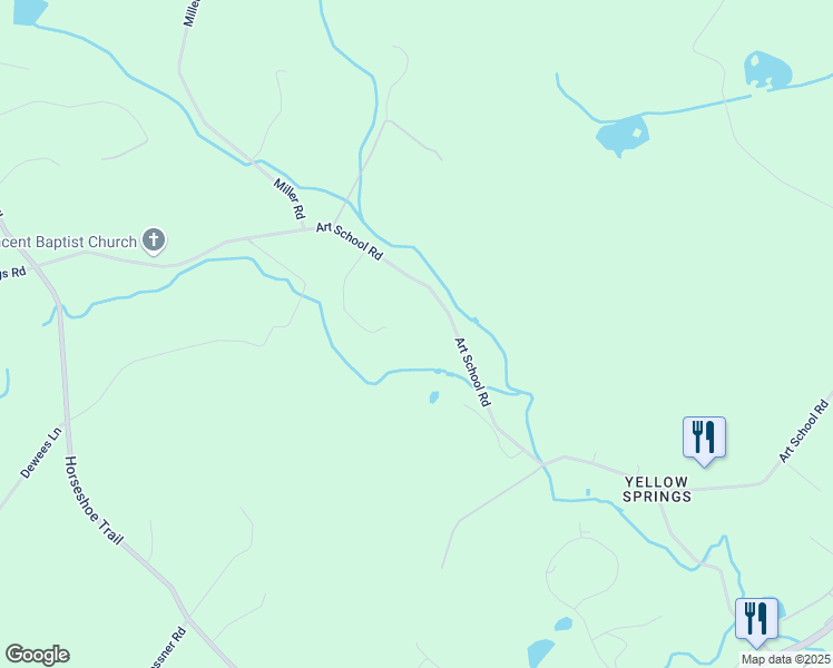 map of restaurants, bars, coffee shops, grocery stores, and more near 1902 Art School Road in Chester Springs