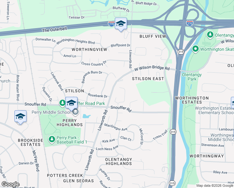 map of restaurants, bars, coffee shops, grocery stores, and more near 7090 Stilson Court in Columbus