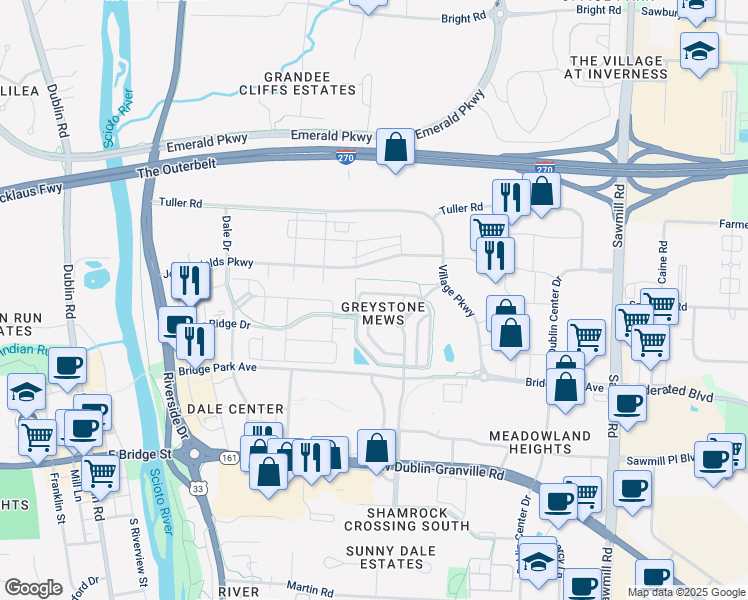 map of restaurants, bars, coffee shops, grocery stores, and more near in Dublin