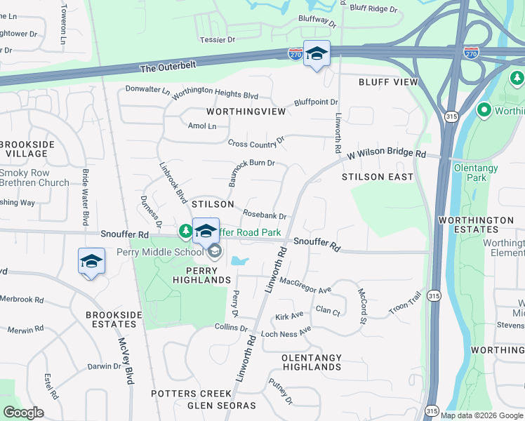 map of restaurants, bars, coffee shops, grocery stores, and more near 6825 Glengarry Court in Columbus