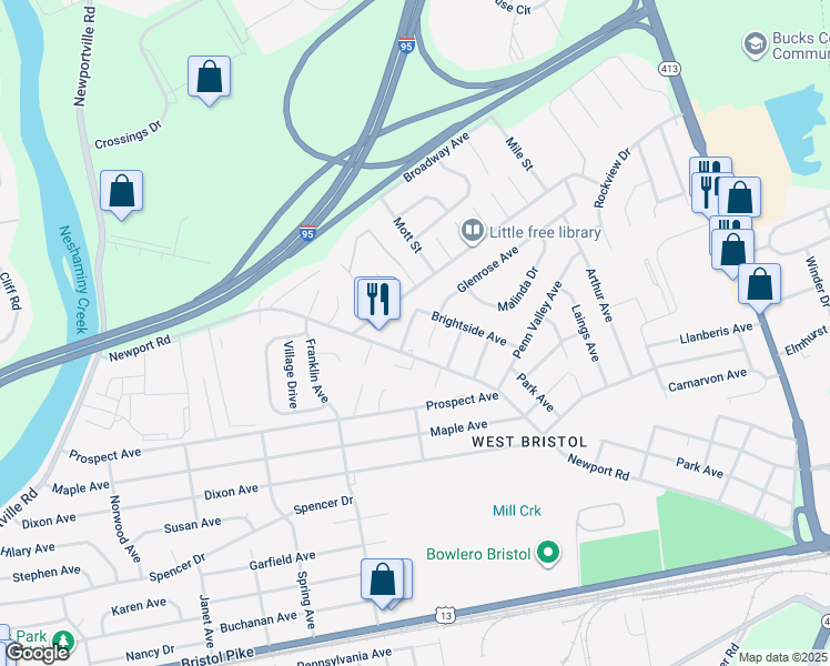map of restaurants, bars, coffee shops, grocery stores, and more near 2910 Lansdowne Avenue in Bristol