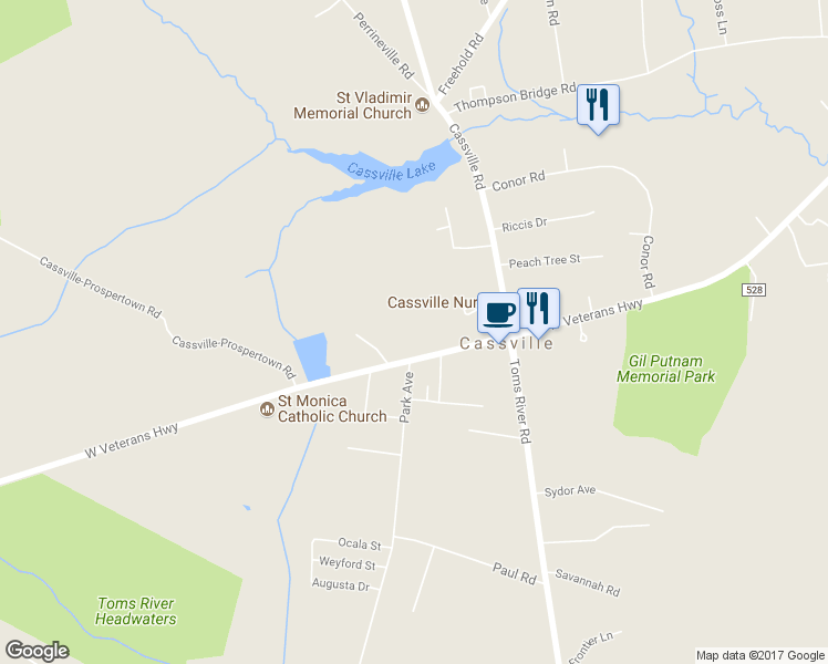 map of restaurants, bars, coffee shops, grocery stores, and more near 606 West Veterans Highway in Jackson Township