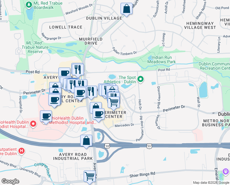 map of restaurants, bars, coffee shops, grocery stores, and more near 6259 Craughwell Lane in Dublin