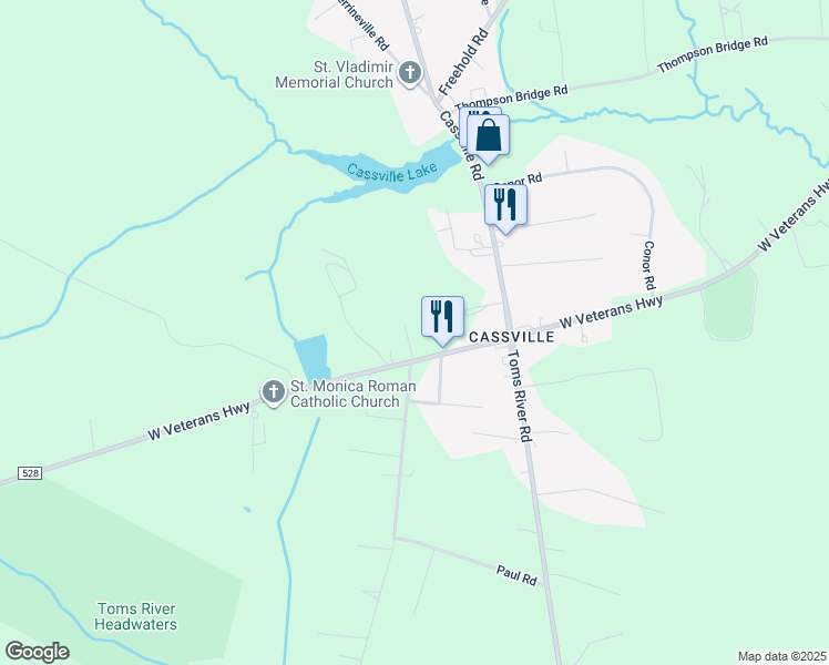 map of restaurants, bars, coffee shops, grocery stores, and more near 606 West Veterans Highway in Jackson Township