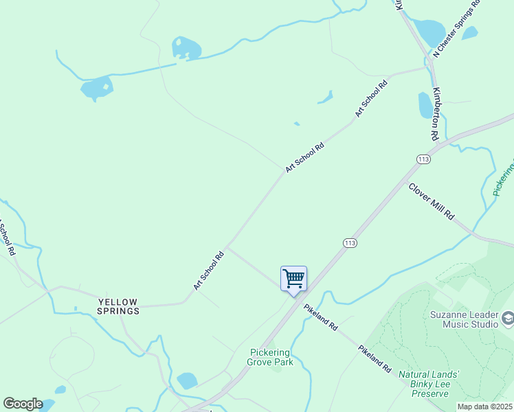 map of restaurants, bars, coffee shops, grocery stores, and more near 1490-1498 Art School Rd in Chester Springs