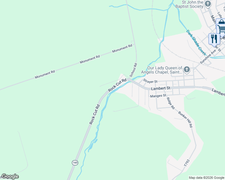 map of restaurants, bars, coffee shops, grocery stores, and more near 100-234 Rock Cut Road in Central City