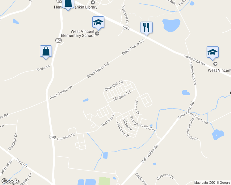 map of restaurants, bars, coffee shops, grocery stores, and more near 1104 Harding Circle in Chester Springs