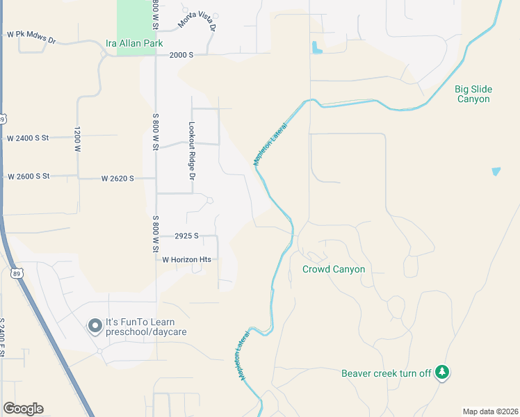map of restaurants, bars, coffee shops, grocery stores, and more near 2697 South Hidden Canyon Drive in Mapleton